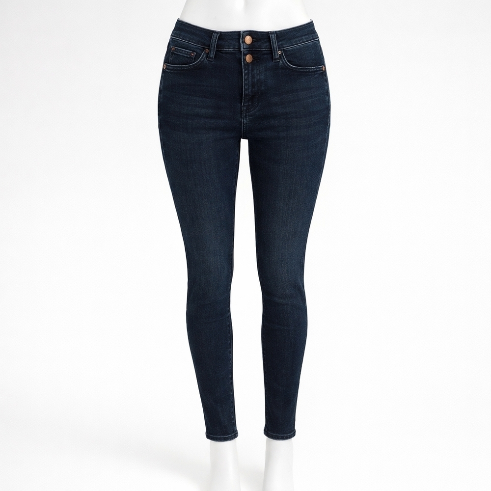 Express Mid Rise Cropped Skinny Jeans - Dark Wash (Size 0R)